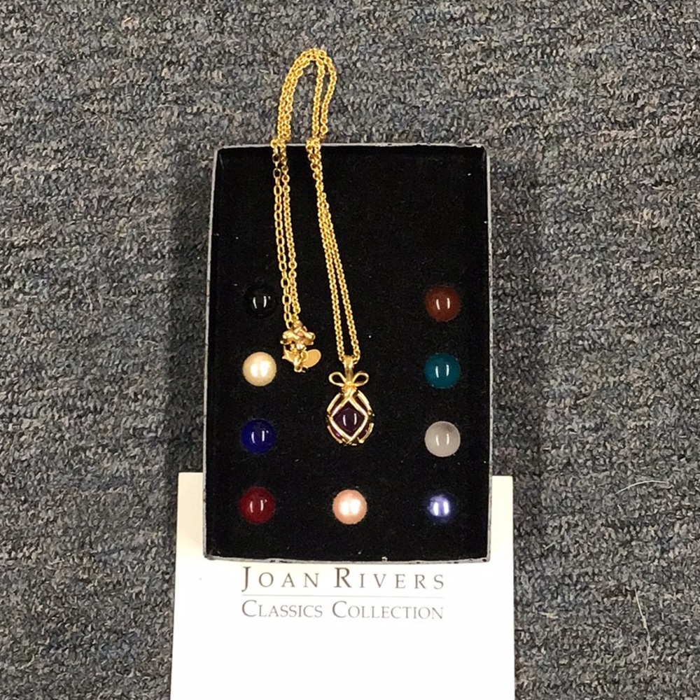 Vintage Joan Rivers Gold Necklace with Colorful Gem Options